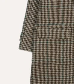 Houndstooth Check Wool Raglan Coat -Drakes Shop DR2A1Q23505 01101 3