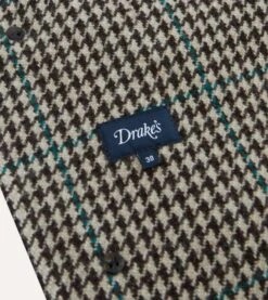 Houndstooth Check Wool Raglan Coat -Drakes Shop DR2A1Q23505 01101 71