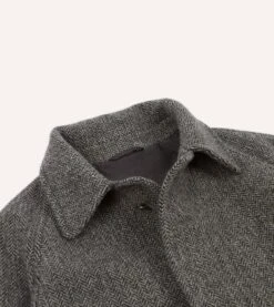 Grey Herringbone Wool Raglan Coat -Drakes Shop DR2A1Q23508 01600 3