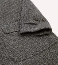 Grey Herringbone Wool Raglan Coat -Drakes Shop DR2A1Q23508 01600 4