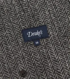 Grey Herringbone Wool Raglan Coat -Drakes Shop DR2A1Q23508 01600 7