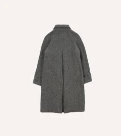 Grey Herringbone Wool Raglan Coat -Drakes Shop DR2A1Q23508 01600 8