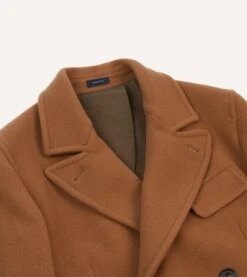 Camel Double-Breasted Cashmere-Wool Overcoat -Drakes Shop DR2A1T23515 01300 3