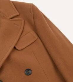 Camel Double-Breasted Cashmere-Wool Overcoat -Drakes Shop DR2A1T23515 01300 4