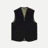 Navy Quilted Melton Wool Zip Vest -Drakes Shop DR2A1W22638 01250 01