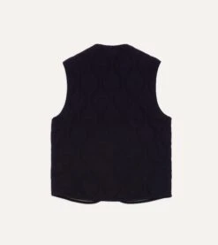 Navy Quilted Melton Wool Zip Vest -Drakes Shop DR2A1W22638 01250 6