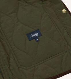 Olive Quilted Nylon Snap Vest -Drakes Shop DR2A1X23523 01400 5