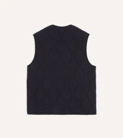 Navy Quilted Casentino Snap Vest -Drakes Shop DR2A1X23572 01250 5