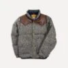 Rocky Mountain Featherbed For Drake's Herringbone Harris Tweed Leather Christy Down Jacket -Drakes Shop DR2A1Y22830 01603 1