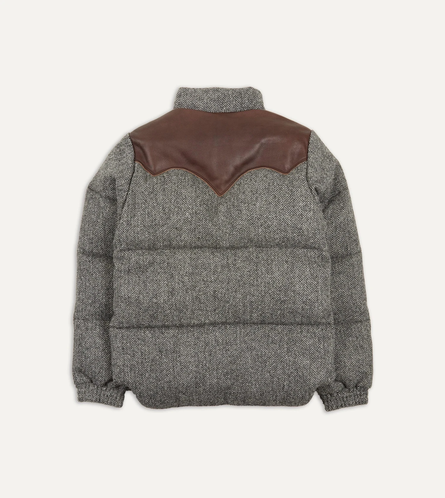 Rocky Mountain Featherbed For Drake's Herringbone Harris Tweed Leather Christy Down Jacket 9 Rocky Mountain Featherbed For Drake's Herringbone Harris Tweed Leather Christy Down Jacket - Image 7