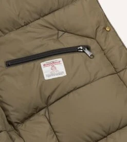 Rocky Mountain Featherbed For Drake's Navy Harris Tweed Leather Christy Down Jacket -Drakes Shop DR2A1Y22830 02253 5