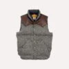 Rocky Mountain Featherbed For Drake's Herringbone Harris Tweed Leather Christy Down Vest 1 Rocky Mountain Featherbed For Drake's Herringbone Harris Tweed Leather Christy Down Vest -Drakes Shop DR2A1Y22831 01603 1