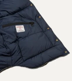 Rocky Mountain Featherbed For Drake's Herringbone Harris Tweed Leather Christy Down Vest -Drakes Shop DR2A1Y22831 01603 5