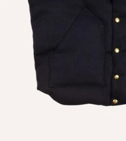 Rocky Mountain Featherbed For Drake's Navy Harris Tweed Leather Christy Down Vest -Drakes Shop DR2A1Y22831 02253 4