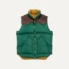 Rocky Mountain Featherbed For Drake's Green Nylon Leather Christy Down Vest -Drakes Shop DR2A1Y22973 01400 1