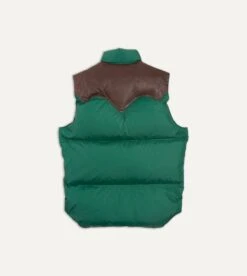 Rocky Mountain Featherbed For Drake's Green Nylon Leather Christy Down Vest -Drakes Shop DR2A1Y22973 01400 7