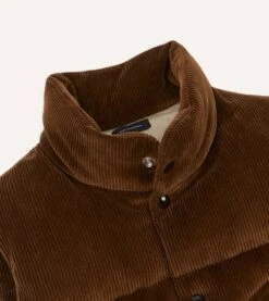 Brown Corduroy Down Vest -Drakes Shop DR2A1Y23524 01300 3