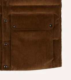 Brown Corduroy Down Vest -Drakes Shop DR2A1Y23524 01300 5