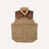 Rocky Mountain Featherbed For Drake's Brown Waxed Cotton Christy Down Vest With Shearling Collar -Drakes Shop DR2A1Y23619 01300 1