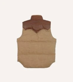 Rocky Mountain Featherbed For Drake's Brown Waxed Cotton Christy Down Vest With Shearling Collar -Drakes Shop DR2A1Y23619 01300 6