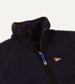 Navy Casentino Wool Half-Zip Pullover Fleece -Drakes Shop DR2A1Z 21002 02 250 3
