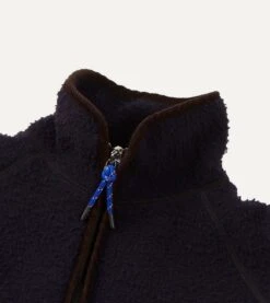 Navy Casentino Wool Half-Zip Pullover Fleece -Drakes Shop DR2A1Z 21002 02 250 4