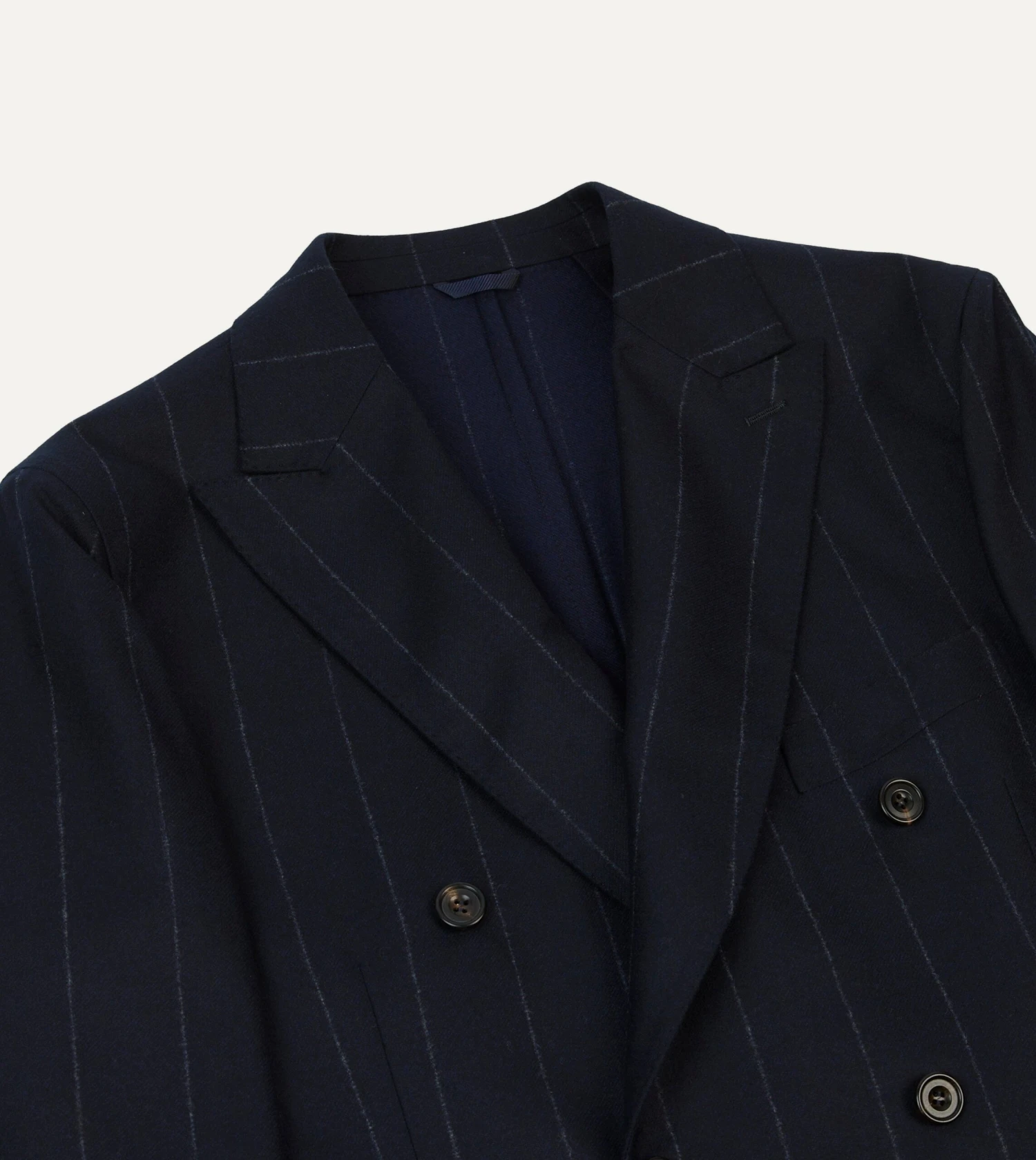 Navy Chalkstripe Wool Double-Breasted Tailored Jacket 5 Navy Chalkstripe Wool Double-Breasted Tailored Jacket - Image 3