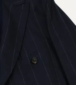 Navy Chalkstripe Wool Double-Breasted Tailored Jacket 13 Navy Chalkstripe Wool Double-Breasted Tailored Jacket -Drakes Shop DR2A2A23629 01252 4