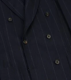 Navy Chalkstripe Wool Double-Breasted Tailored Jacket 14 Navy Chalkstripe Wool Double-Breasted Tailored Jacket -Drakes Shop DR2A2A23629 01252 5
