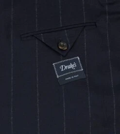 Navy Chalkstripe Wool Double-Breasted Tailored Jacket 16 Navy Chalkstripe Wool Double-Breasted Tailored Jacket -Drakes Shop DR2A2A23629 01252 7