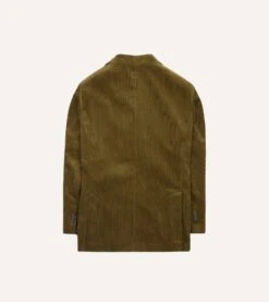 Olive Green Mid-Wale Cotton Corduroy Tailored Jacket -Drakes Shop DR2A2B21376 02400 8