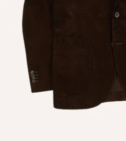 Brown Mid-Wale Cotton Corduroy Tailored Jacket -Drakes Shop DR2A2B21376 03300 5