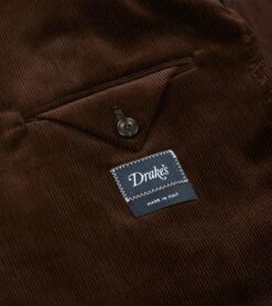 Brown Mid-Wale Cotton Corduroy Tailored Jacket -Drakes Shop DR2A2B21376 03300 7
