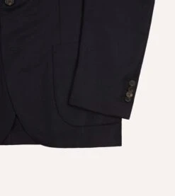 Navy Wool Flannel Tailored Jacket -Drakes Shop DR2A2B21379 01250 5