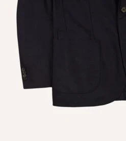 Navy Wool Flannel Tailored Jacket -Drakes Shop DR2A2B21379 01250 6