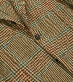 Brown, Green And Blue Houndstooth Check Tweed Blazer -Drakes Shop DR2A2B22211 01663 4