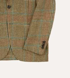 Brown, Green And Blue Houndstooth Check Tweed Blazer -Drakes Shop DR2A2B22211 01663 5