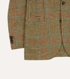 Brown, Green And Blue Houndstooth Check Tweed Blazer -Drakes Shop DR2A2B22211 01663 6