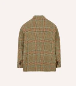 Brown, Green And Blue Houndstooth Check Tweed Blazer -Drakes Shop DR2A2B22211 01663 8