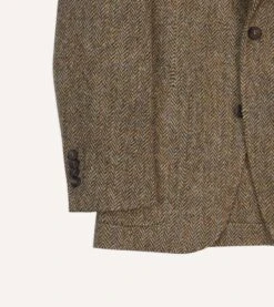Brown Herringbone Harris Tweed Blazer -Drakes Shop DR2A2B23623 01600 6