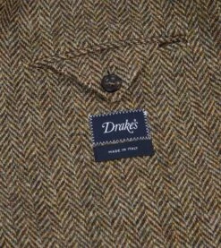 Brown Herringbone Harris Tweed Blazer -Drakes Shop DR2A2B23623 01600 7
