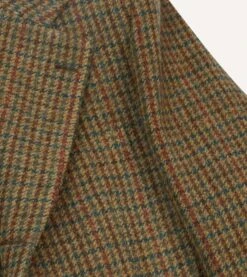 Brown Houndstooth Check Tweed Blazer -Drakes Shop DR2A2B23624 01303 4