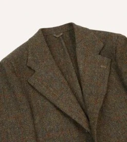 Brown Windowpane Check Tweed Blazer -Drakes Shop DR2A2B23786 01303 3
