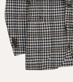 Black And White Houndstooth Check Shetland Tweed Blazer -Drakes Shop DR2A2B23795 01103 6