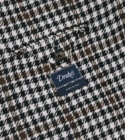 Black And White Houndstooth Check Shetland Tweed Blazer -Drakes Shop DR2A2B23795 01103 7