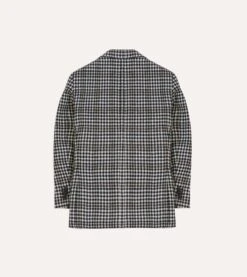 Black And White Houndstooth Check Shetland Tweed Blazer -Drakes Shop DR2A2B23795 01103 8 DUPERIGHT