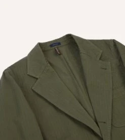 Olive Herringbone Cotton Games Blazer Mk. I -Drakes Shop DR2A2C24115 02400 3