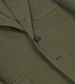 Olive Herringbone Cotton Games Blazer Mk. I -Drakes Shop DR2A2C24115 02400 4
