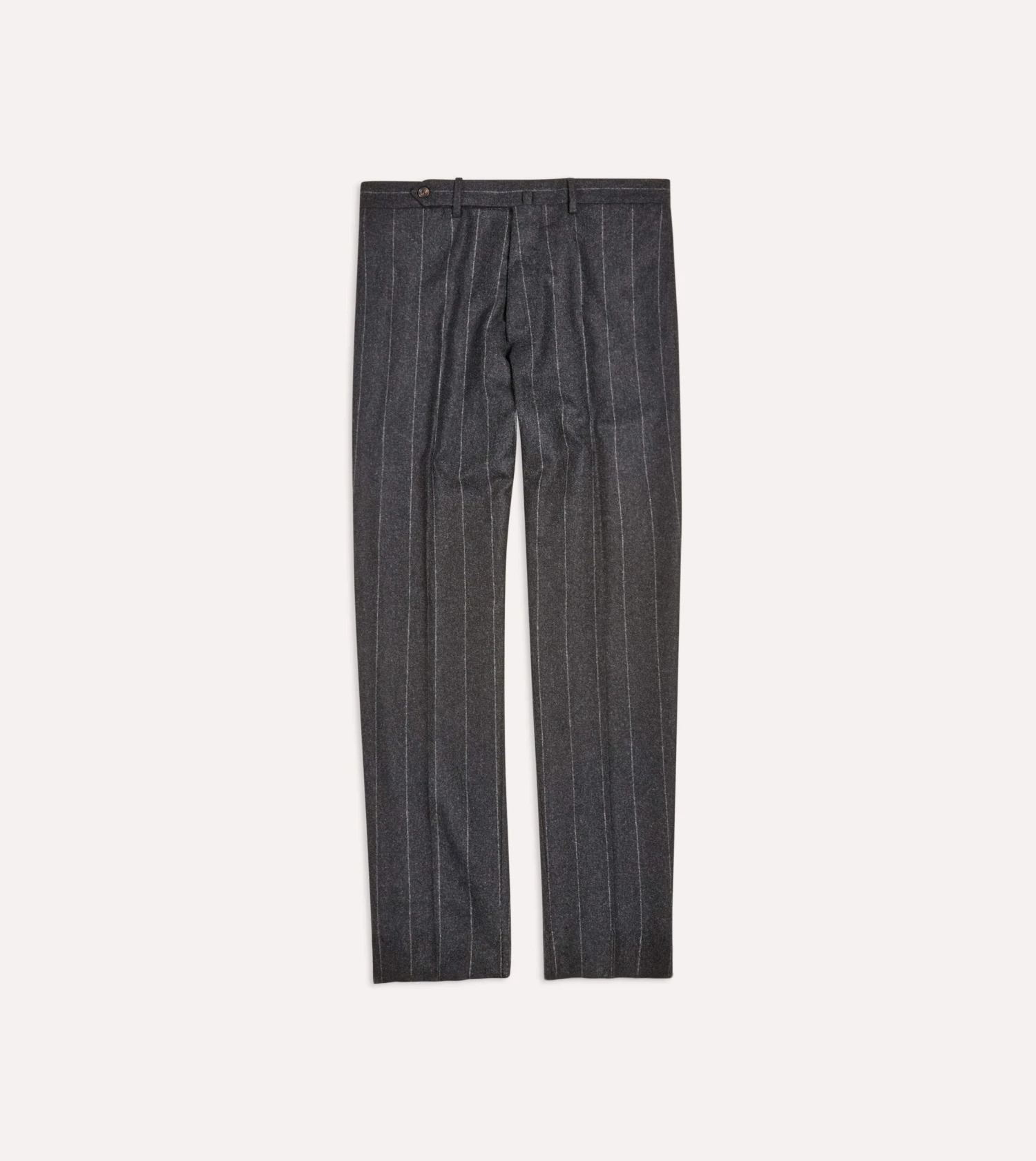 Grey Chalkstripe Wool Flannel Flat Front Trouser 3 Grey Chalkstripe Wool Flannel Flat Front Trouser