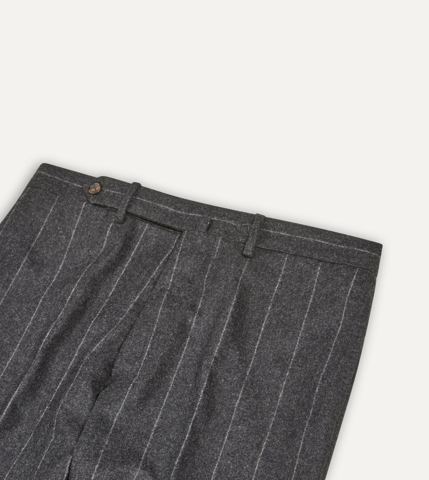 Grey Chalkstripe Wool Flannel Flat Front Trouser 5 Grey Chalkstripe Wool Flannel Flat Front Trouser - Image 3